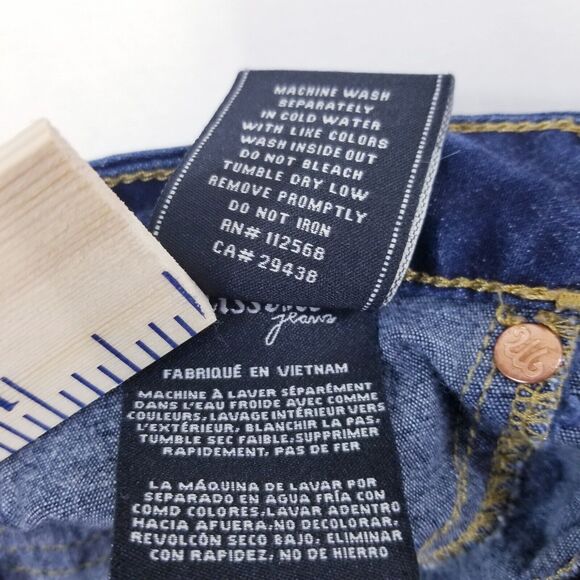Miss Me Mid Rise Super Skinny Wms Jeans Size 25 Blue Dark Denim Simple FLAW - Picture 12 of 13